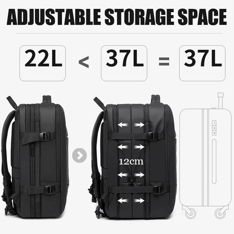 BANGE Expandable Pro Backpack - Stylish, Waterproof, Large 17.3'' Laptop Travel Bag with USB